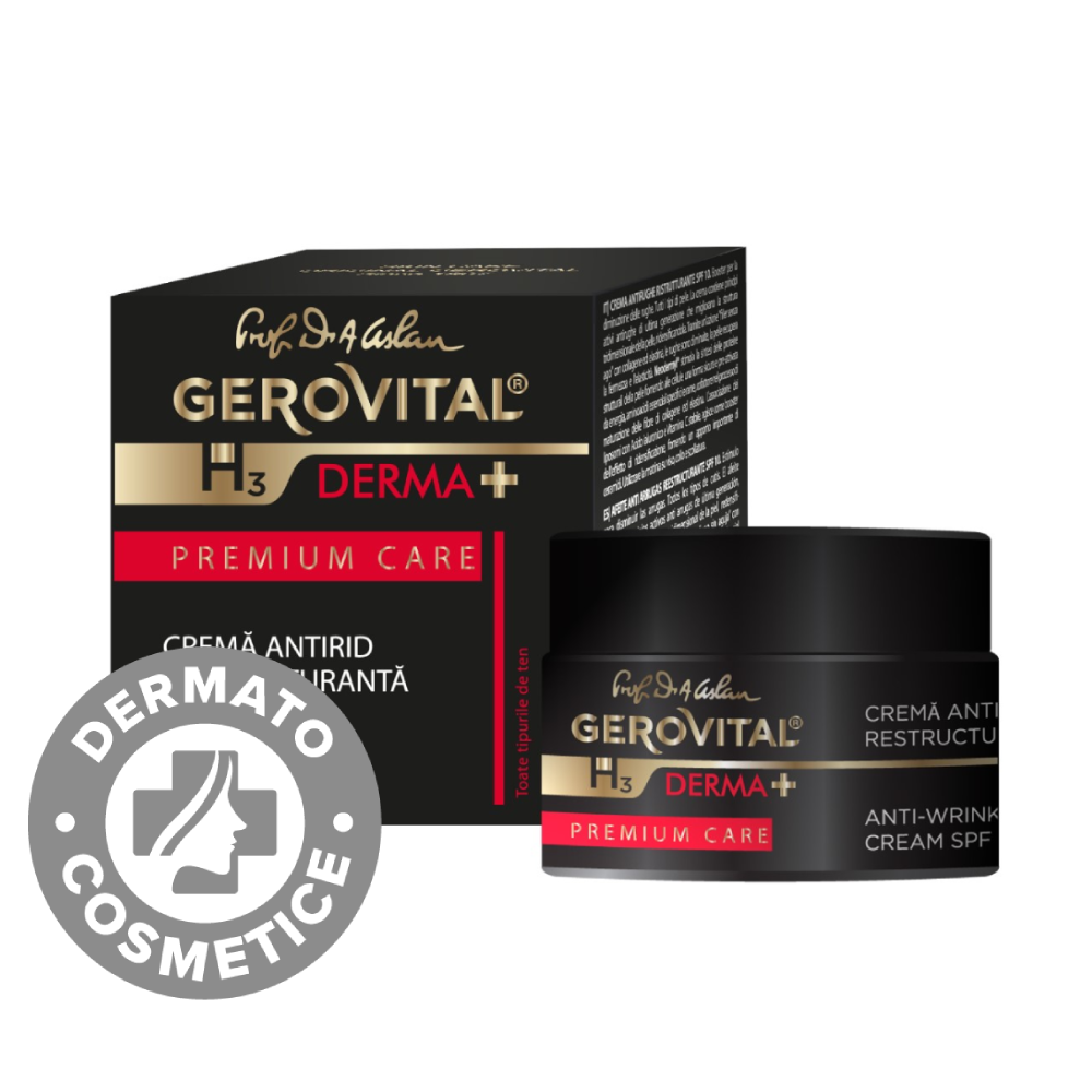 Crema antirid restructuranta SPF 10 GH3 Derma+ Premium Care, 50ml, Gerovital
