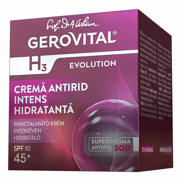 Crema de zi antirid intens hidratanta SPF 10 H3 Evolution, 50ml, Gerovital