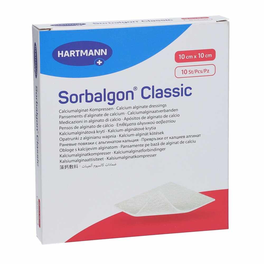 Pansament Sorbalgon Classic 10x10 cm, 10 bucati, Hartmann