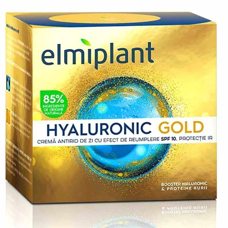 Elmiplant Hyaluronic Gold Crema de zi antirid cu efect de umplere SPF 10, 50 ml