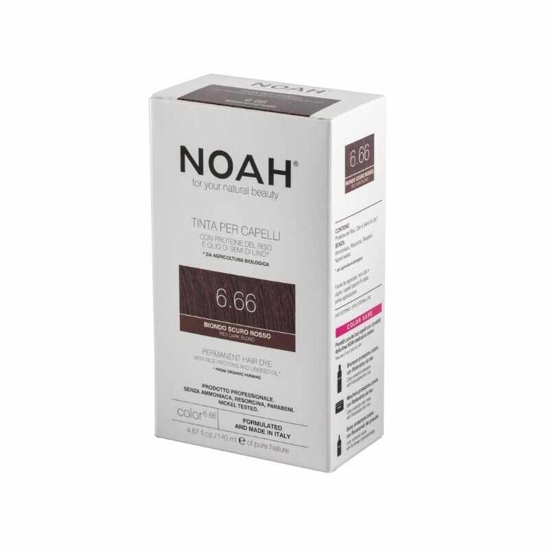 Noah Vopsea de par naturala fara amoniac, Blond roscat inchis (6.66), 140ml 