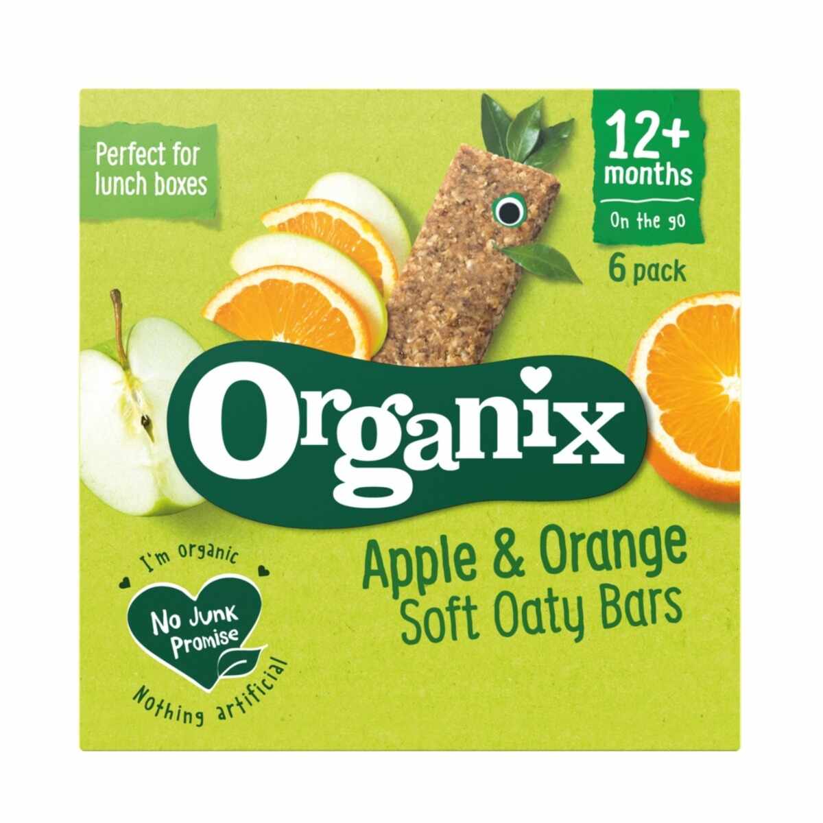Baton din ovaz integral cu mere si portocale Goodies +12 luni Bio, 6x30g, Organix