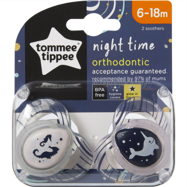 Suzete ortodontice de noapte Caluti de Mare/Narval, 6-18 luni, Tommee Tippee