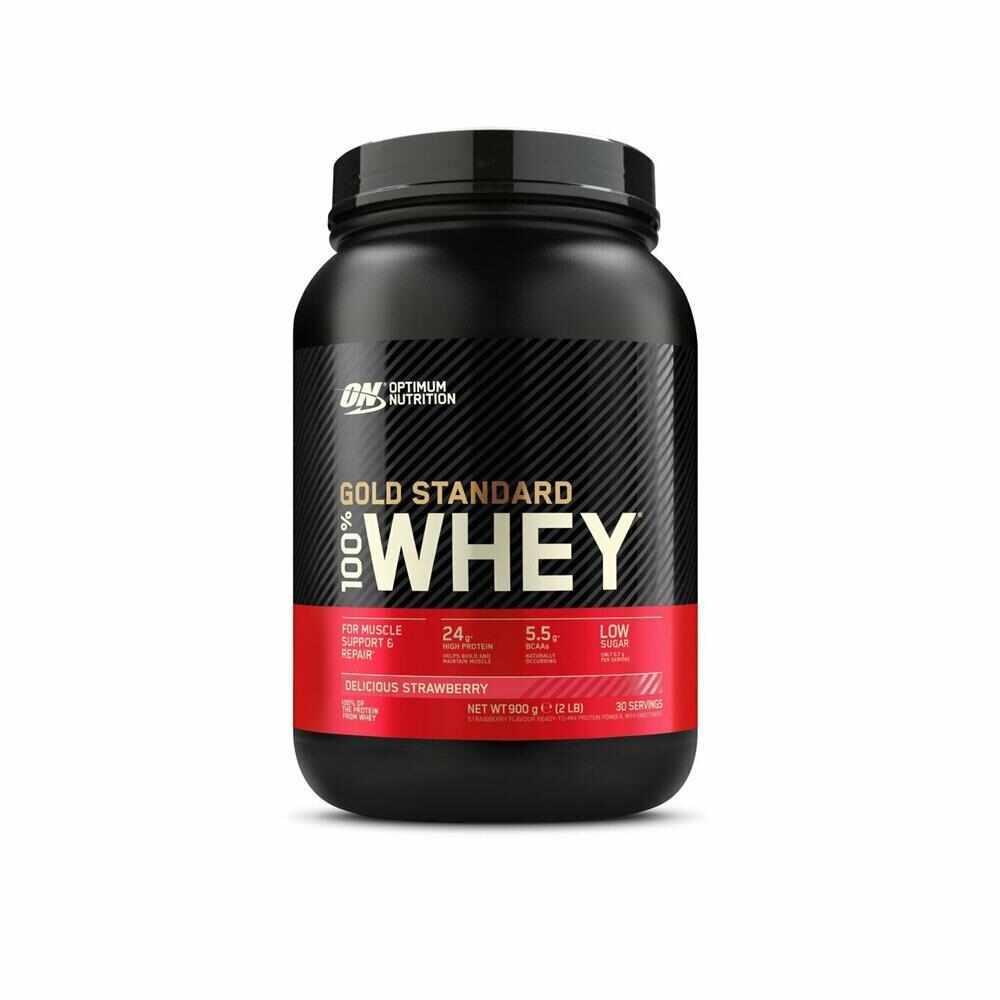 Proteine din zer Gold Standard 100% Whey Capsuni, 908g, Optimum Nutrition