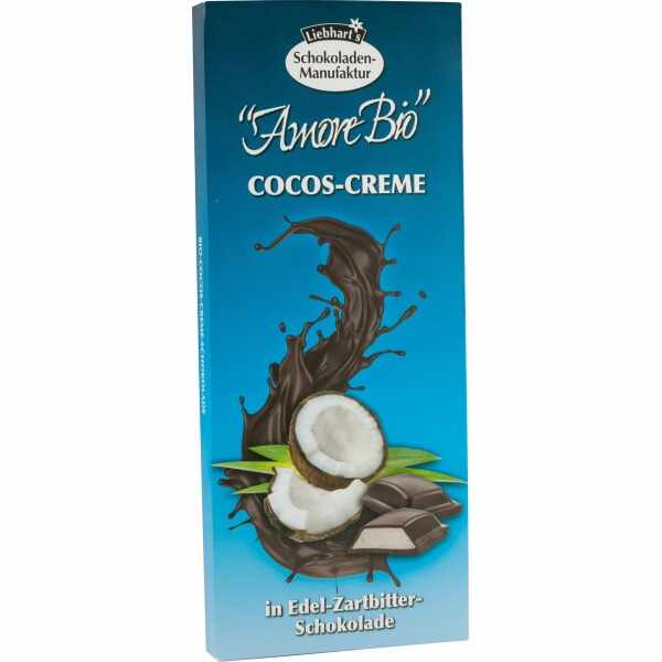 Ciocolata amaruie cu crema de cocos, 100g, Liebhart’s Amore Bio