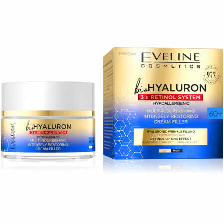 Crema intens reparatoare Bio Hyaluron 3xRetinol 60+, 50ml, Eveline Cosmetics
