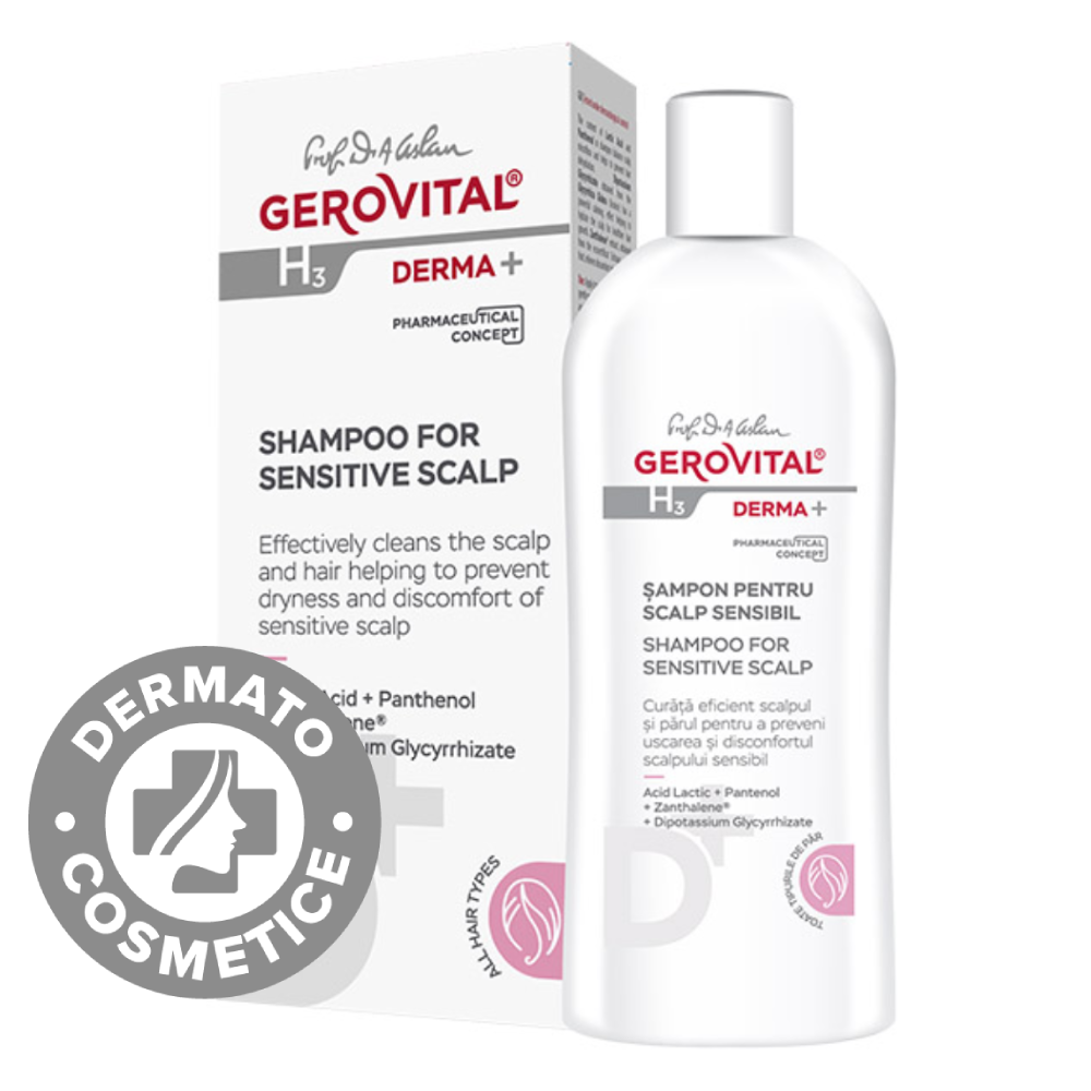 Sampon pentru scalp sensibil H3 Derma+, 200ml, Gerovital