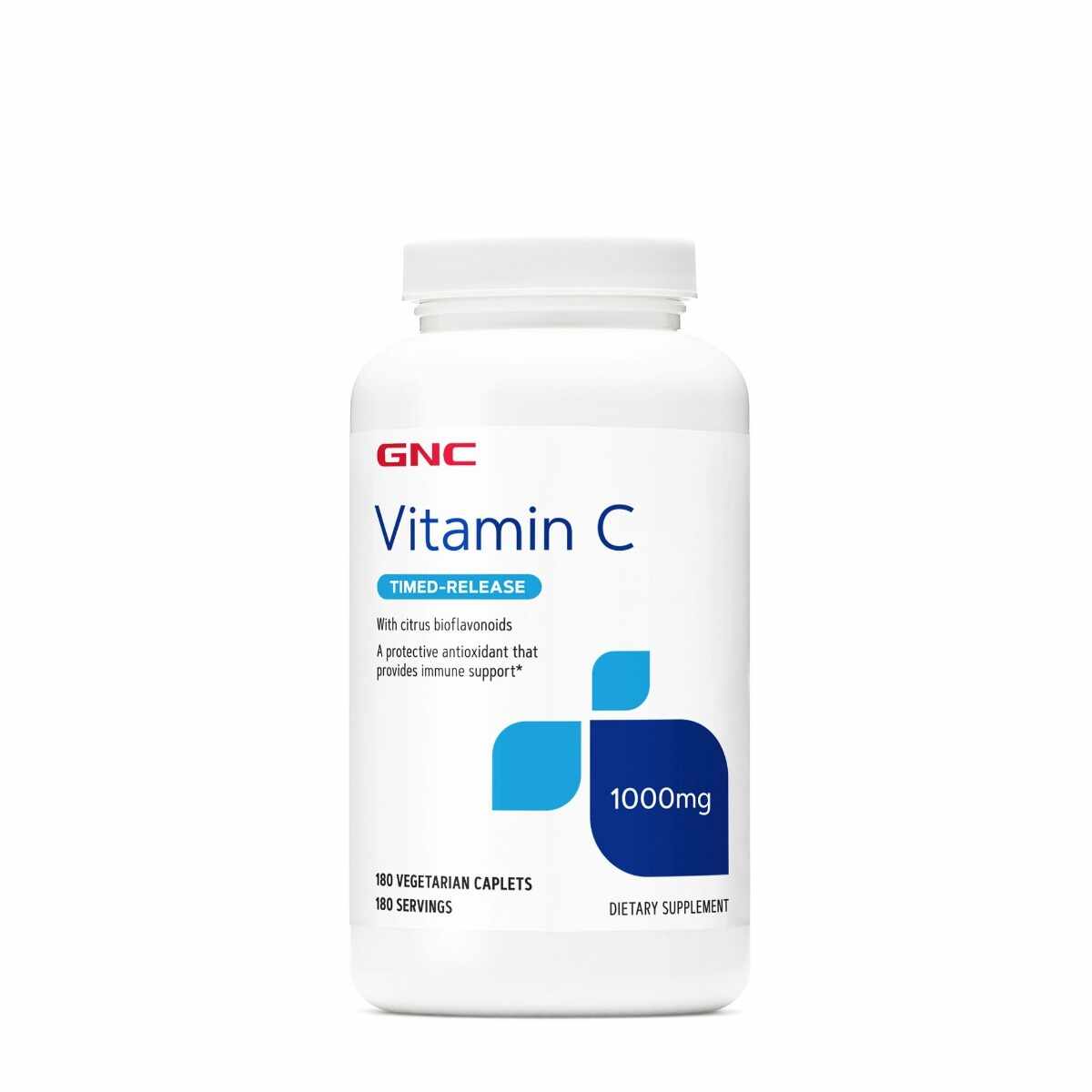 Vitamina C 1000mg cu biflavonoide si pulbere de macese, 180 tablete, GNC