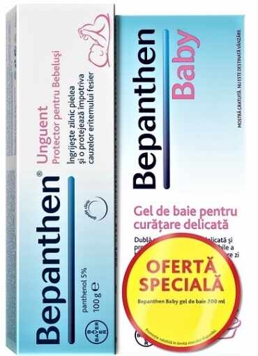 Bepanthen 5% unguent - 100 grame (+ Bepanthen Baby Gel pentru baie - 200ml)