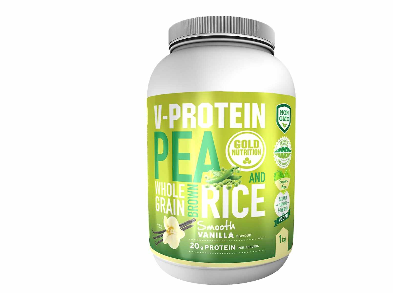 Pudra proteica vegetala V-Protein vanilie, 1kg, Gold Nutrition