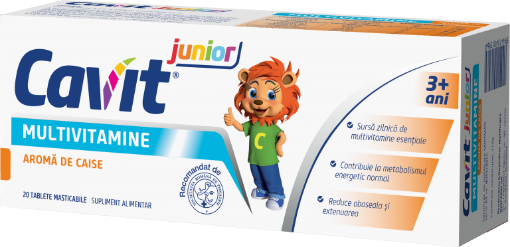 Cavit Junior cu aroma de caise - 20 tablete masticabile Biofarm