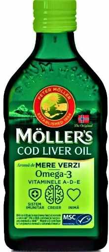 Mollers Cod Liver Oil Omega 3 cu aroma de mere verzi - 250ml