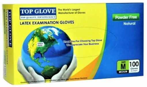 Manusi pentru examinare din latex, nepudrate M - 100 bucati Top Glove 