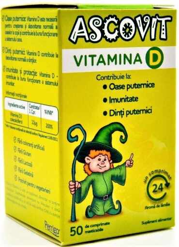 Ascovit Vitamina D - 50 comprimate masticabile