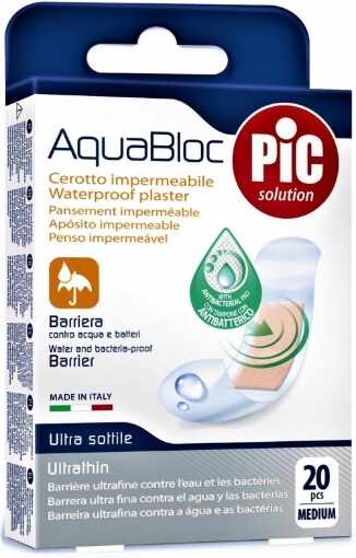 Plasturi rezistenti la apa AquaBloc 19mm/72mm cu solutie antibacteriana - 20 bucati Pic Solution