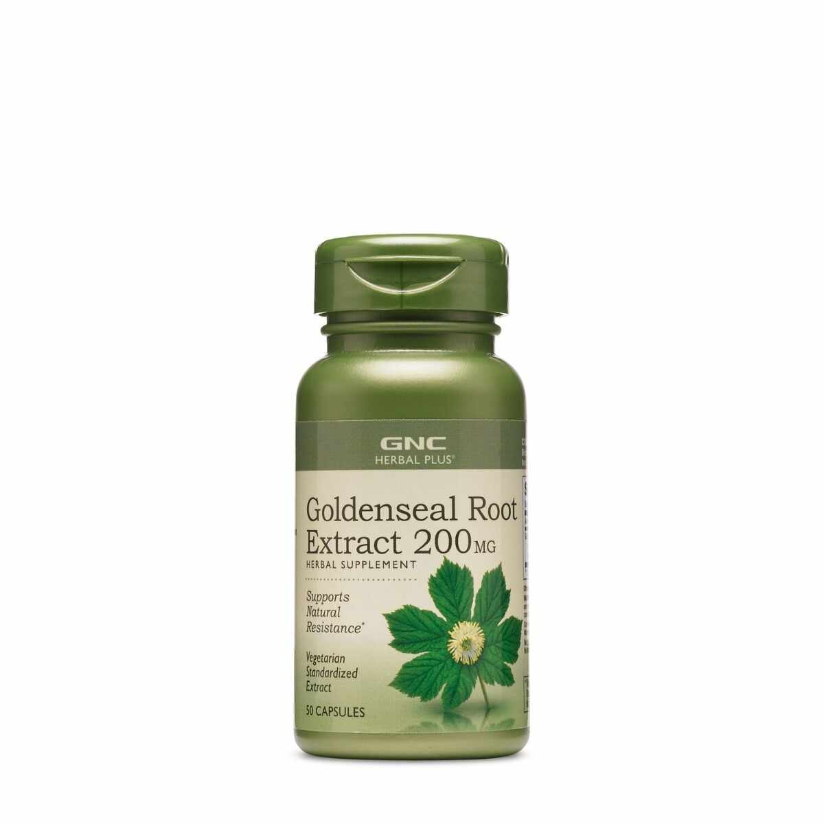 Extract standardizat de gentiana Herbal Plus® Goldenseal Root 200mg, 50 capsule, GNC