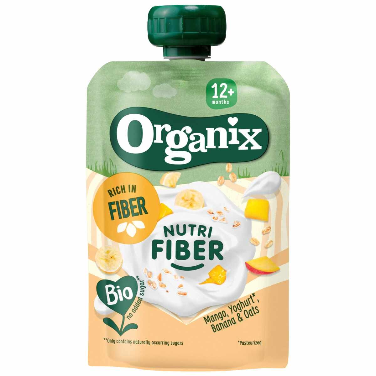 Piure eco nutrifiber cu iaurt, mango, banane si ovaz +12 luni, 100g, Organix