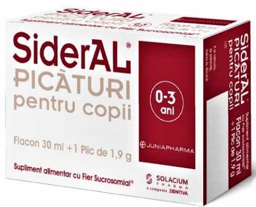  SiderAL pentru copii flacon - 30ml + 1 plic cu pulbere pentru solutie orala 1.9 grame Solacium Pharma