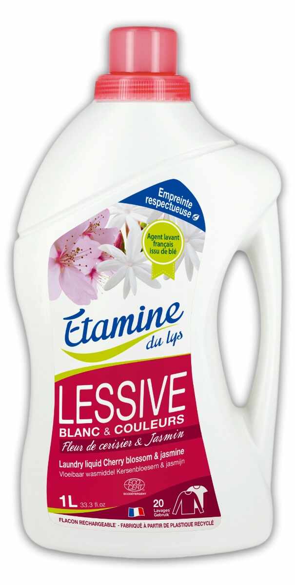 Detergent bio pentru rufe albe si colorate cu parfum de flori de cires si iasomie, 1000ml, Etamine