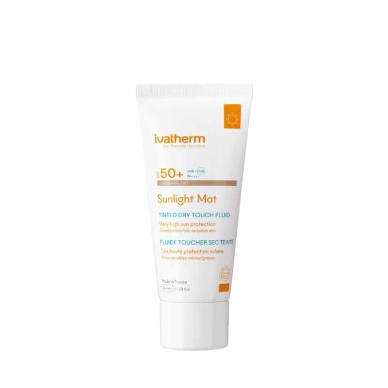 Fluid colorat matifiant Sunlight Mat Tinted Dry Touch, SPF50+, 50 ml, Ivatherm