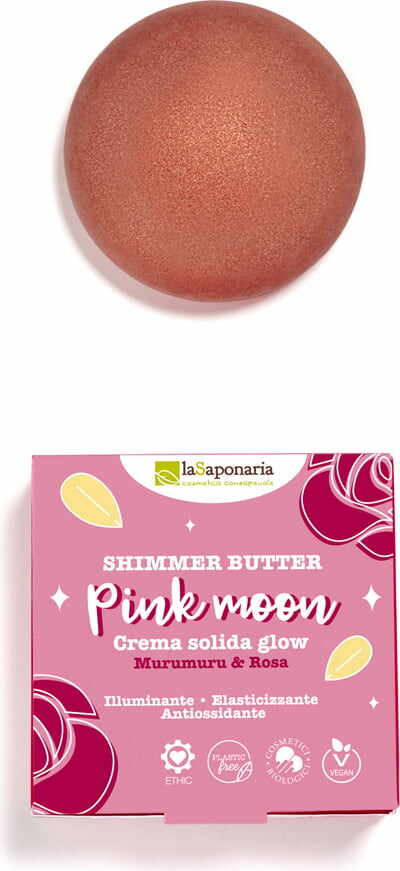 Unt solid de corp pentru stralucire Pink Moon cu murumuru si trandafir, 80ml, La Saponaria
