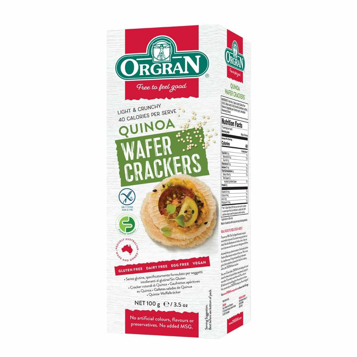 Crackers cu quinoa fara gluten, 100g, Orgran