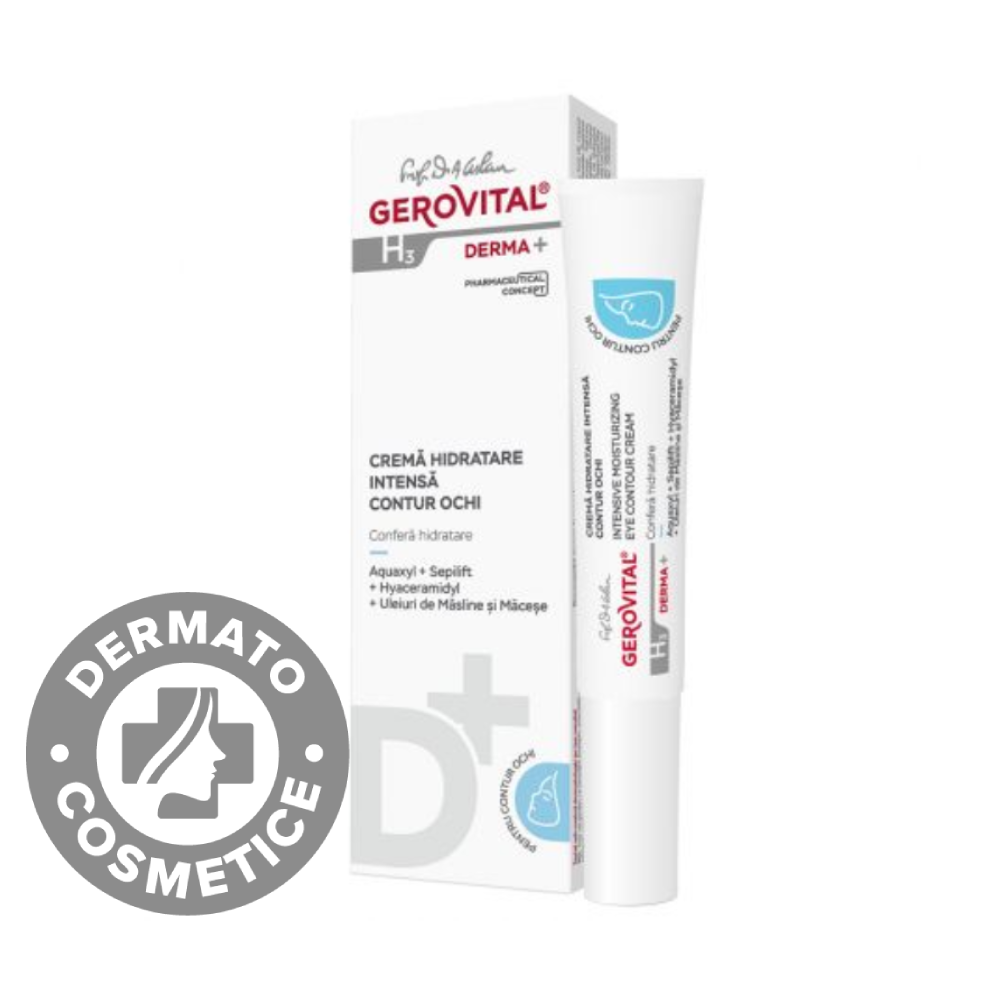 Crema hidratare intensa contur ochi H3 Derma+, 15ml, Gerovital
