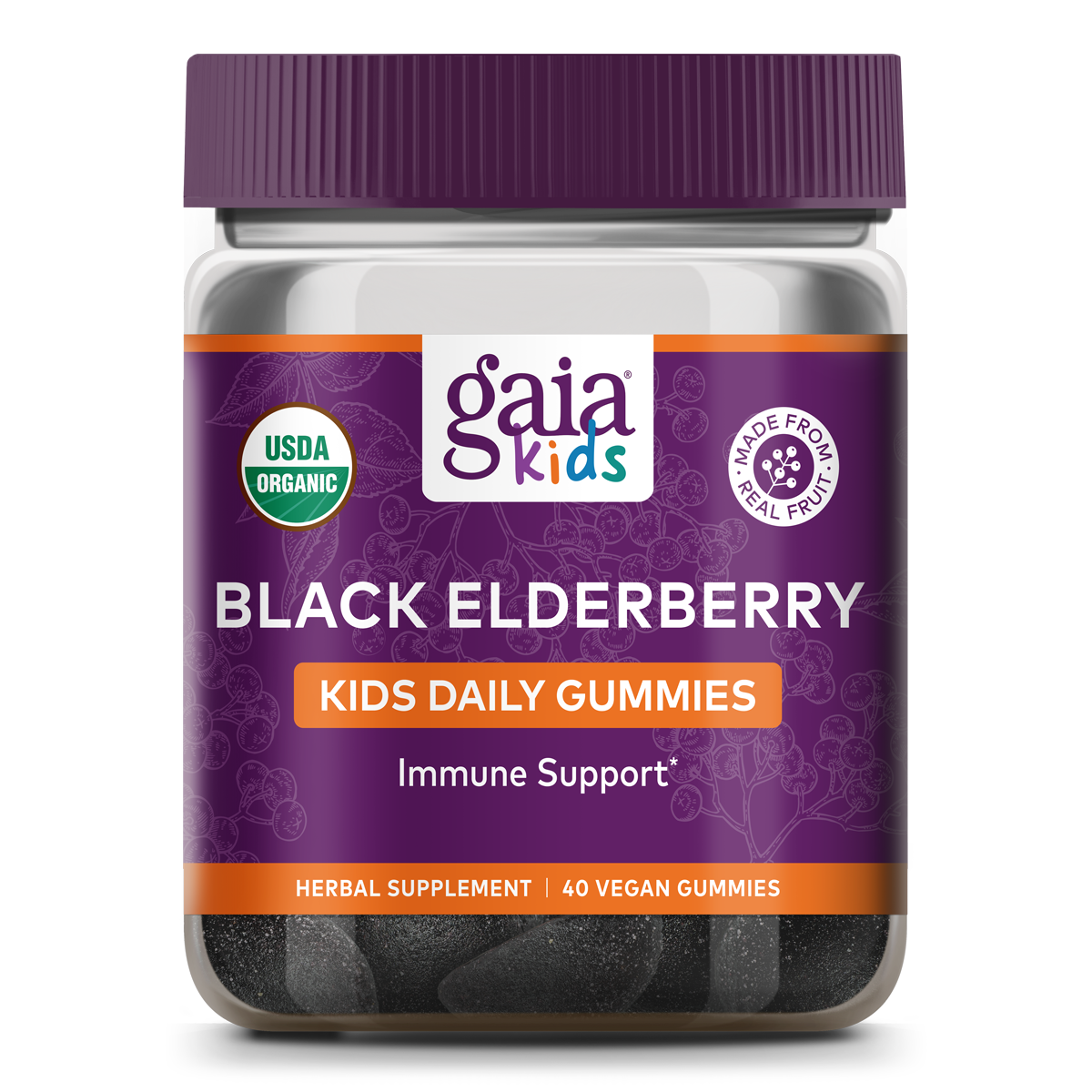 Black Elderberry Kids Daily Gummies | 40 Gummies | Gaia Herbs