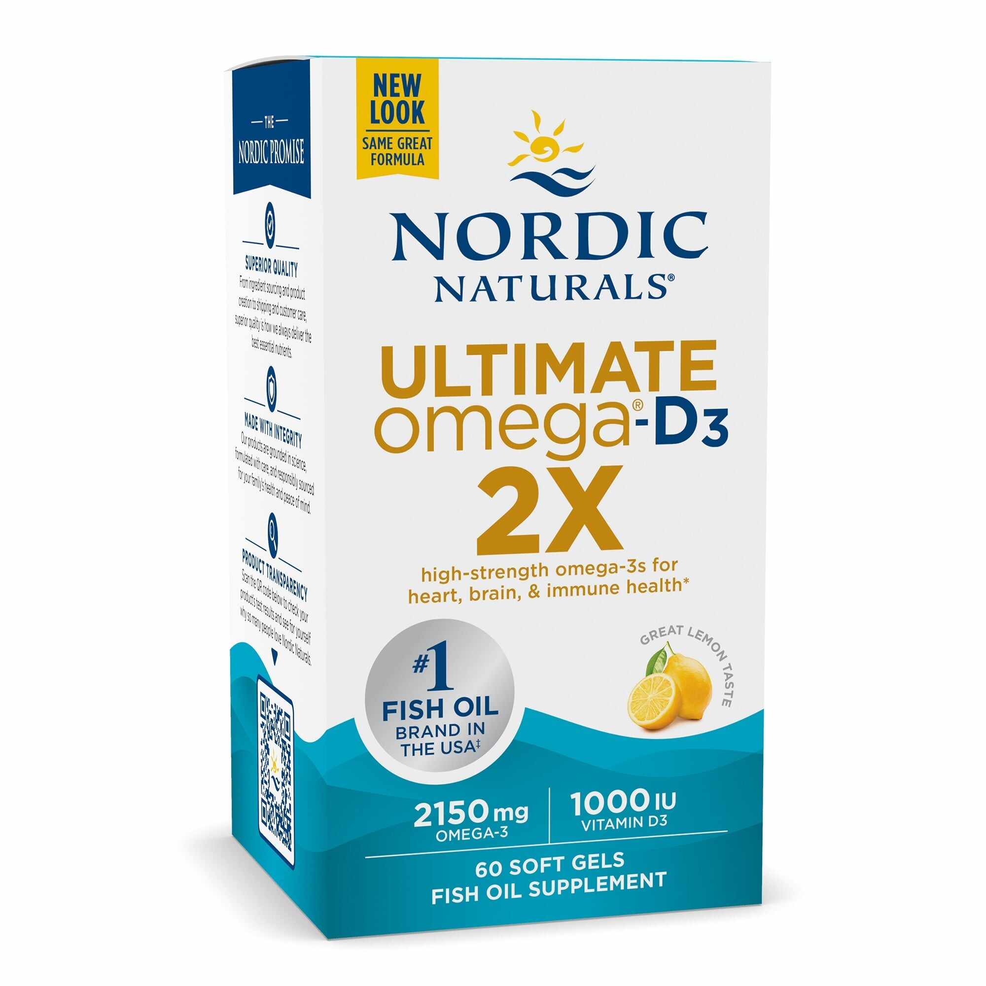 Ultimate Omega-D3 2X 2150mg (aroma de lamaie) | 60 capsule moi | Nordic Naturals