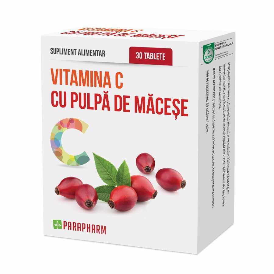 Vitamina C cu pulpa de Macese, 30 capsule, Parapharm