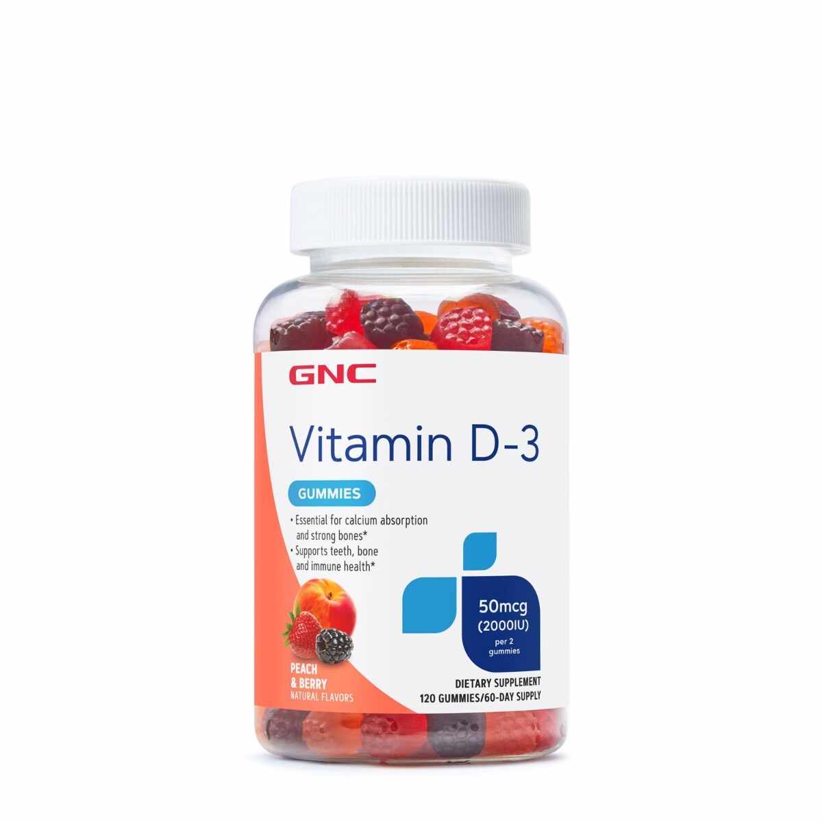 Vitamina D-3 50mcg 2000UI, 120 jeleuri, GNC