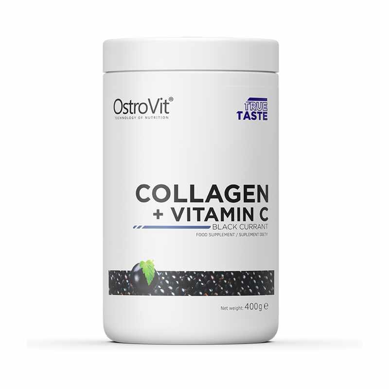 Supliment alimentar Colagen + Vitamina C cu aroma de coacaze, 400g, OstroVit 