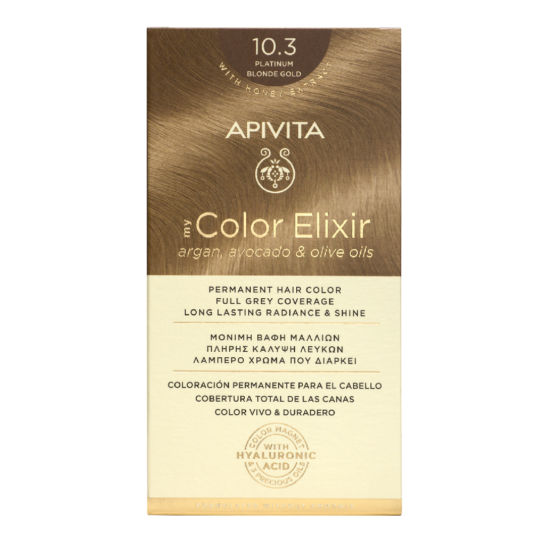 Vopsea de par My Color Elixir, Platinum Blonde Gold N10.3, 155 ml, Apivita