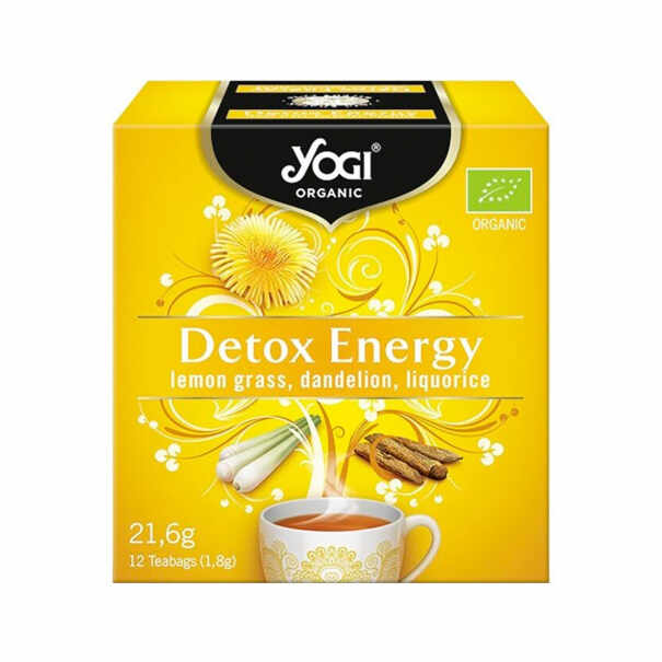 Ceai detoxifiant cu lemongrass, papadie si lemn dulce, 12 plicuri, Yogi Tea