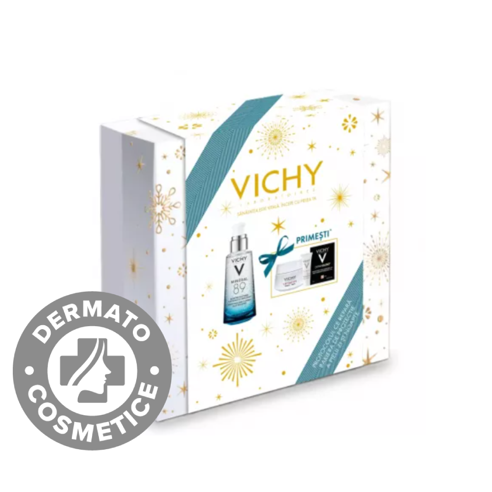 Pachet XMAS 2023 Mineral 89 Gel Booster 50ml + Cadou Liftactiv Crema de noapte 15ml, Vichy