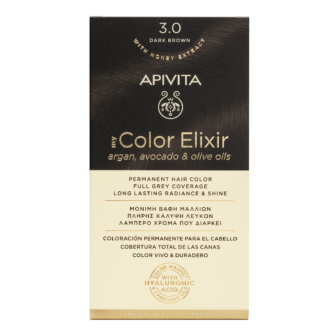 Vopsea de par My Color Elixir, Dark Brown N3.0, 155 ml, Apivita