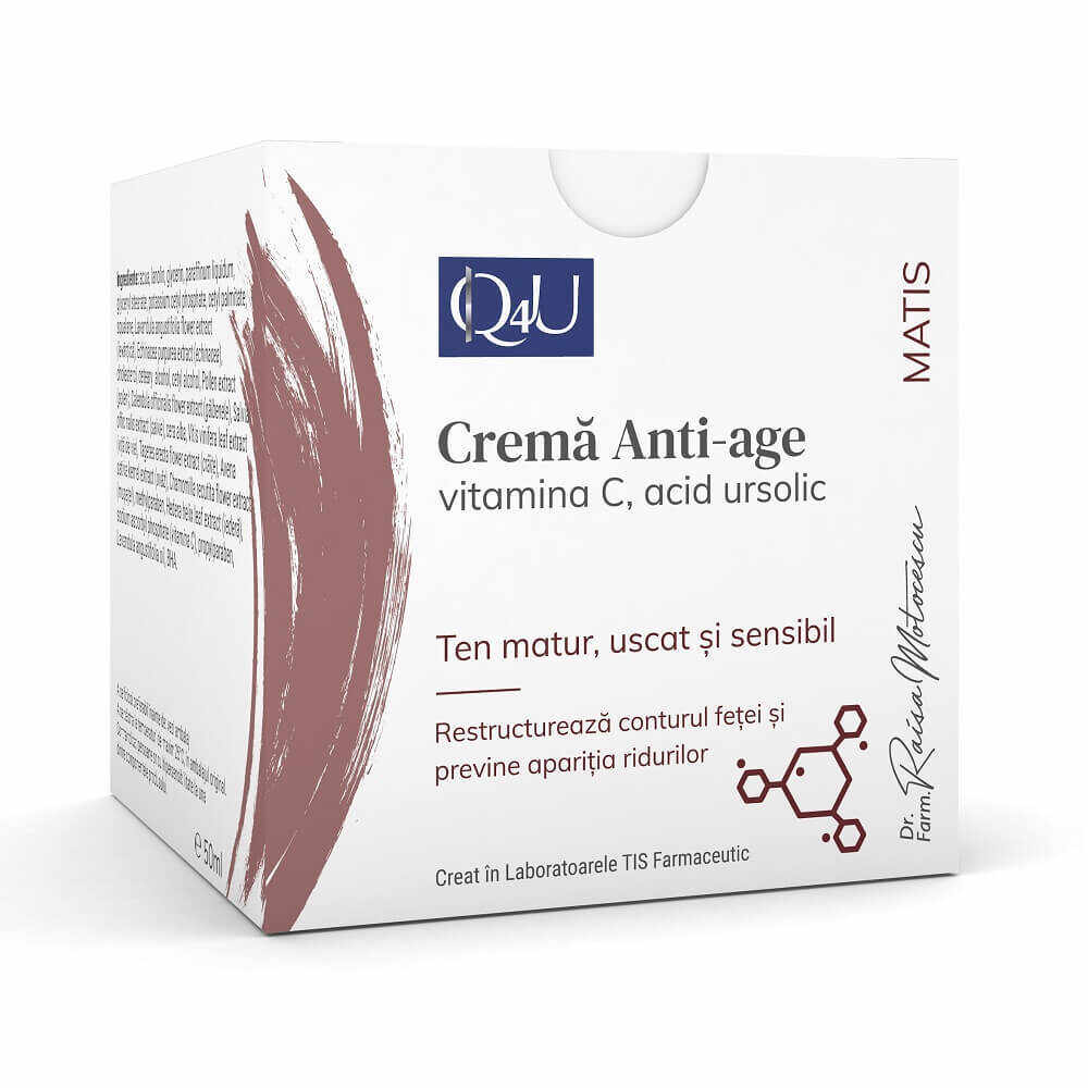 Cremă anti-age cu Vitamina C și acid ursolic Matis Q4U, 50 ml, Tis Farmaceutic