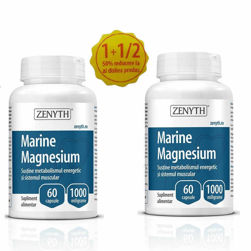 Magneziu Marin, 60 + 60 capsule, Zenyth (50% reducere la al doilea produs)