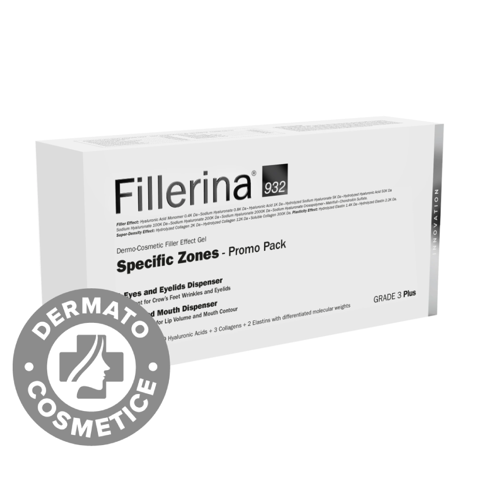 Pachet Tratament pentru ochi si pleoape 15ml + Tratament pentru buze si conturul buzelor 7ml 932 Grad 3 Plus, Fillerina