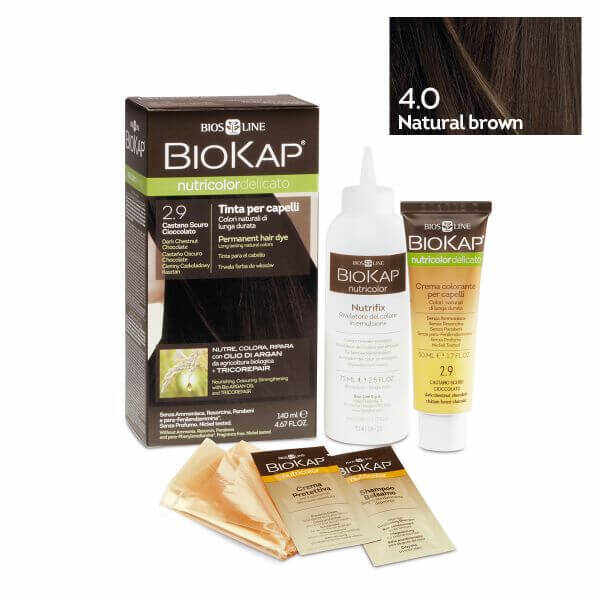 Vopsea permanentă pentru păr Nutricolor Delicato, Nunaţa Natural Brown 4.0, 140 ml, Biokap
