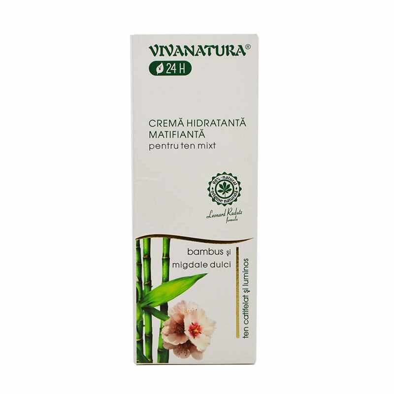 Crema hidratanta matifianta pentru ten mixt cu bambus si migdale, 75ml, VivaNatura