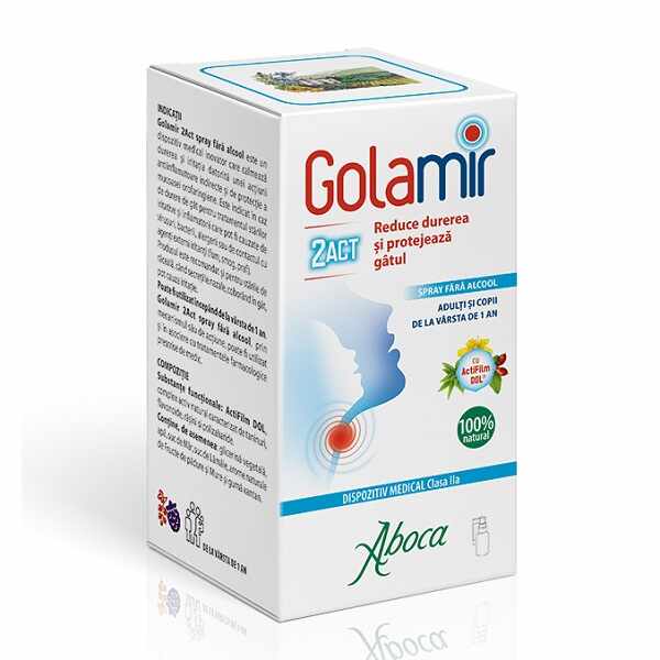 Spray pentru copii si adulti fara alcool Golamir 2Act, 30ml, Aboca