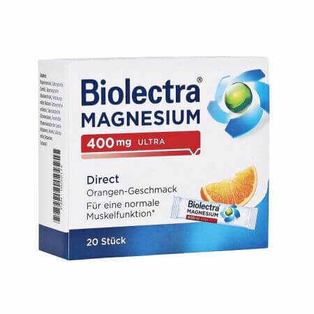 Biolectra Magnesium Direct Ultra, 400 mg, 20 plicuri, Hermes Arzneimittel