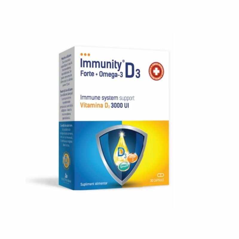 Immunity Forte D3+Omega 3, 2 blistere, 15 capsule