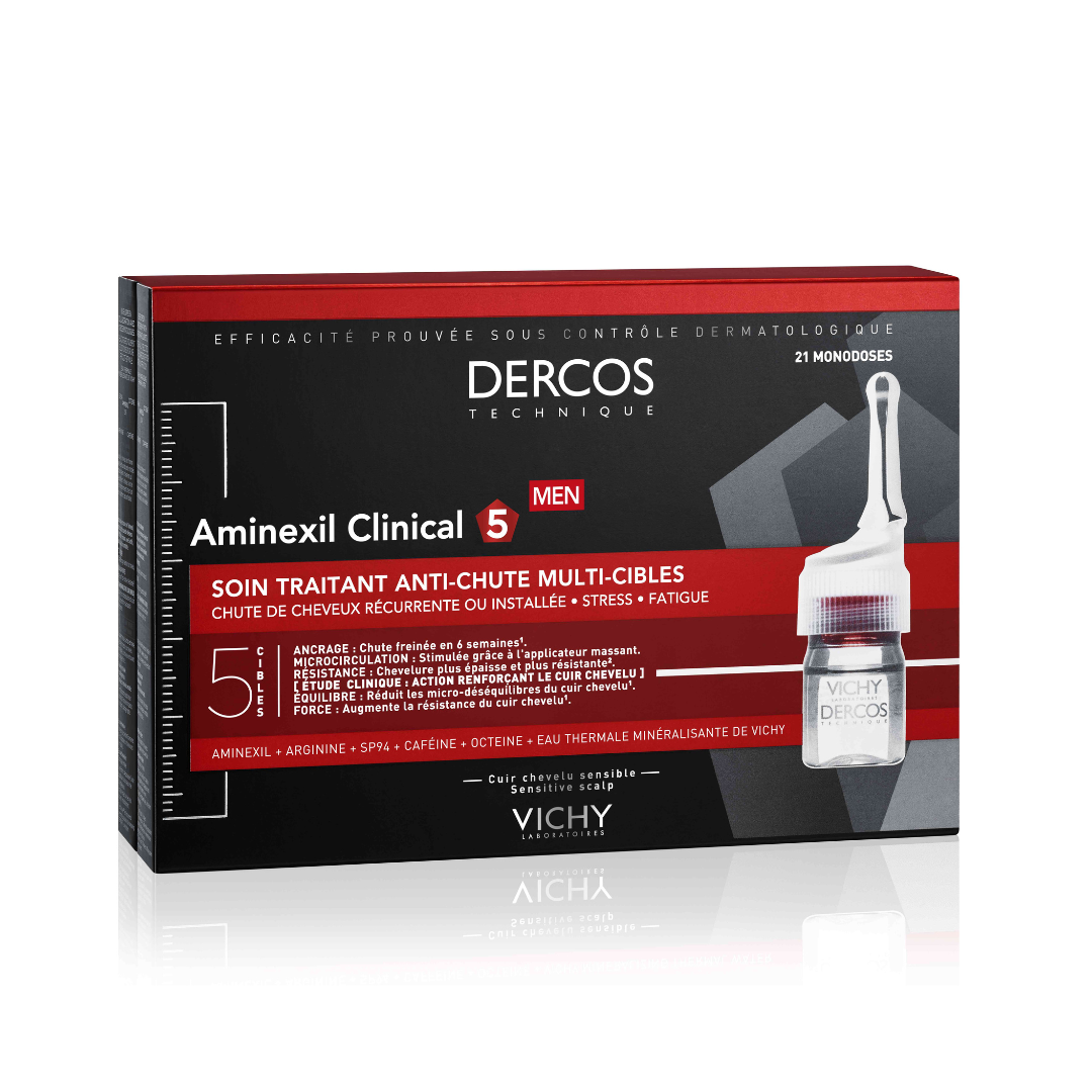 Tratament impotriva caderii parului pentru barbati Dercos Aminexil Clinical 5, 21 fiole*6 ml, Vichy